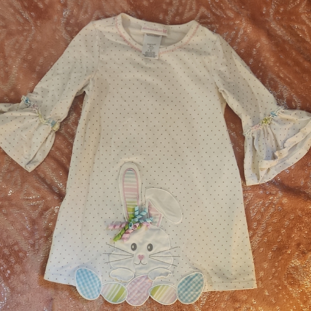 Bonnie Jean White Polka Dot Bunny Nightgown